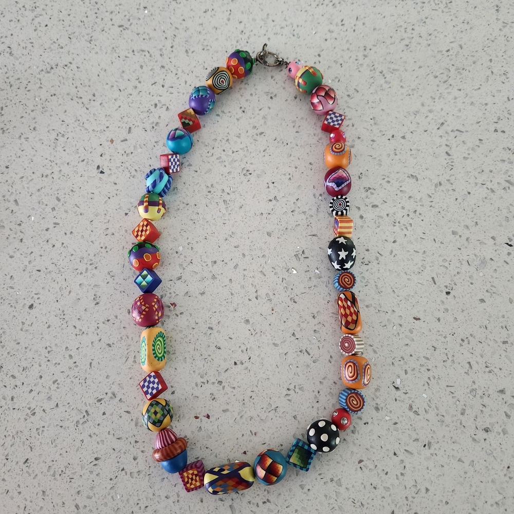 Karyn Kozak Polymer Clay Multicolor Handcrafted Beaded Women’s Necklace - Picture 4 of 15